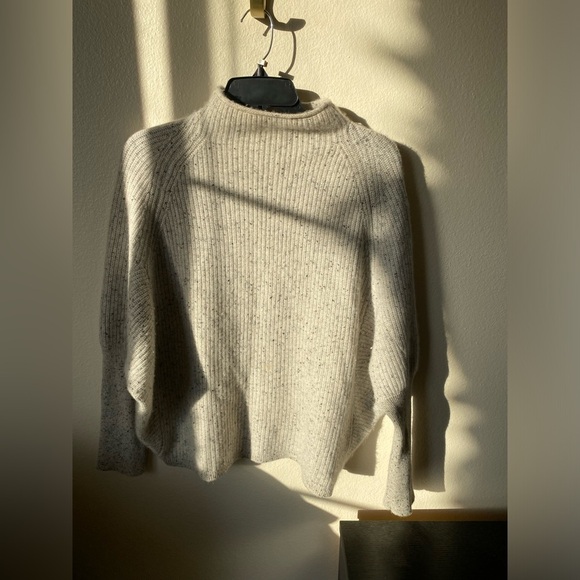 Magaschoni Women’s Cashmere Ribbed Mock Neck Sweater Knit Grey Pullover Size M - Picture 1 of 5